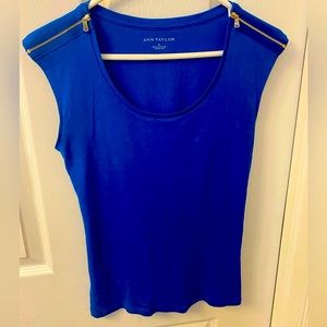 Vintage Ann Taylor Blue Tank Top featuring Zipper Detail